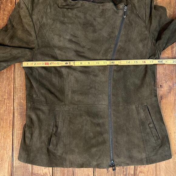 Women’s Vince Olive brown luxurious Suede zip Moto Jacket - Picture 3 of 7